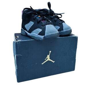 Size 4C Baby Jordans Retro 6 TD 384667-063 Bordeaux Black Gray Toddler Nike Air